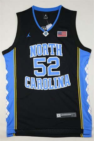 Maillot De Basket NCAA North Carolina University James Ager Worthy 52 Noir
